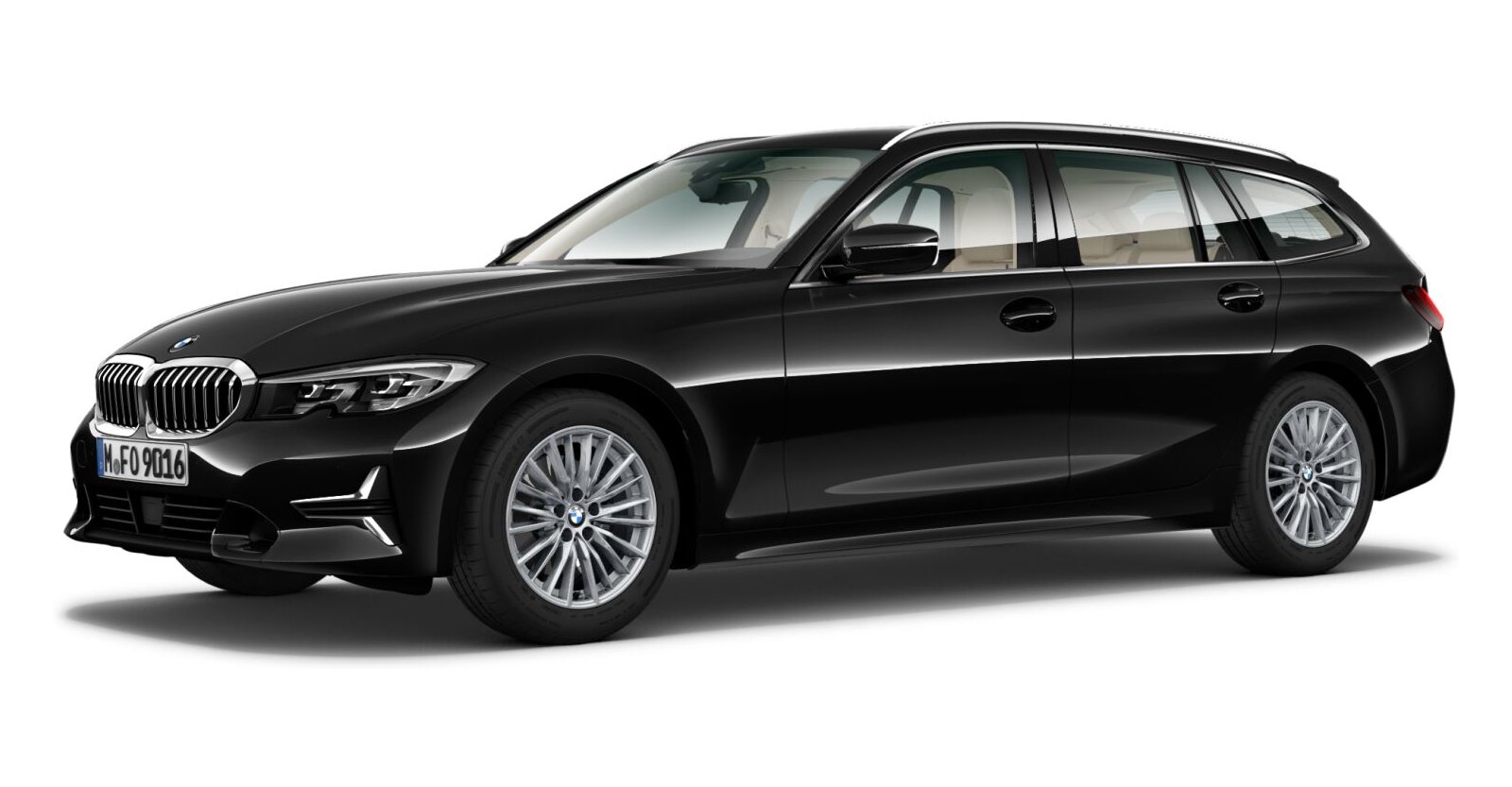 BMW 318i Touring in Schwarz von vorne BMW 318i Touring in Schwarz von vorne