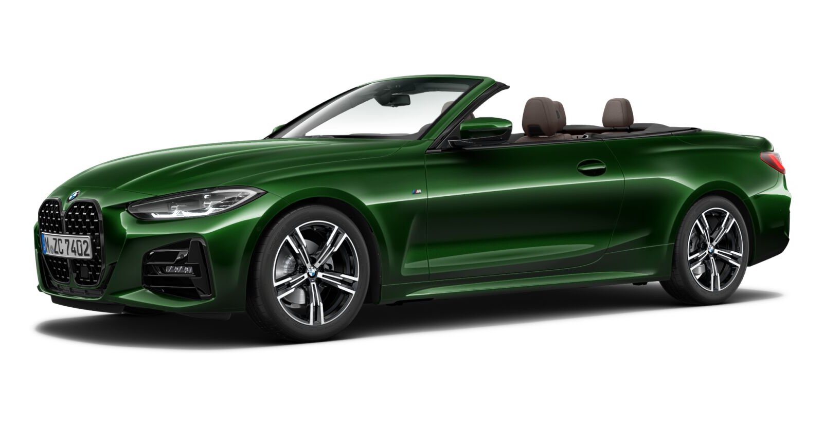 BMW 420d Cabrio in Grün von vorne