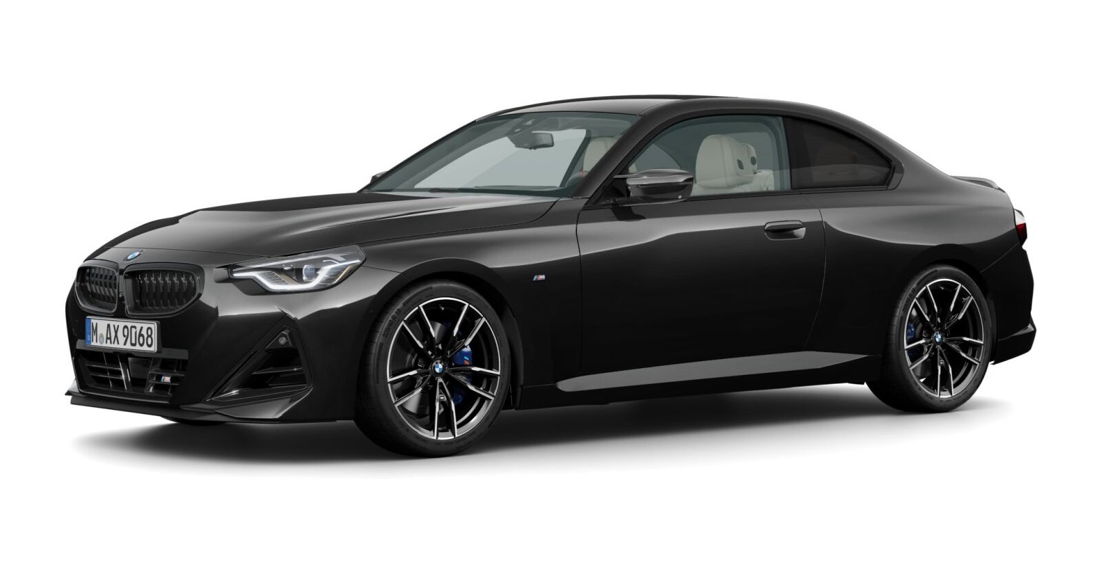 BMW M240i xDrive Coupe in Schwarz von vorne BMW M240i xDrive Coupe in Schwarz von vorne