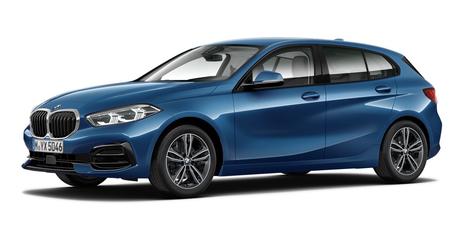 BMW 120i in Blau von vorne