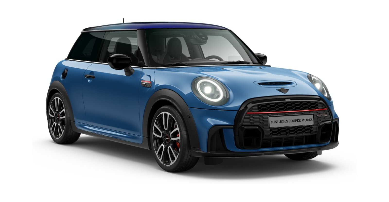 MINI John Cooper Works 3-Türer in Blau von vorne MINI John Cooper Works 3-Türer in Blau von vorne