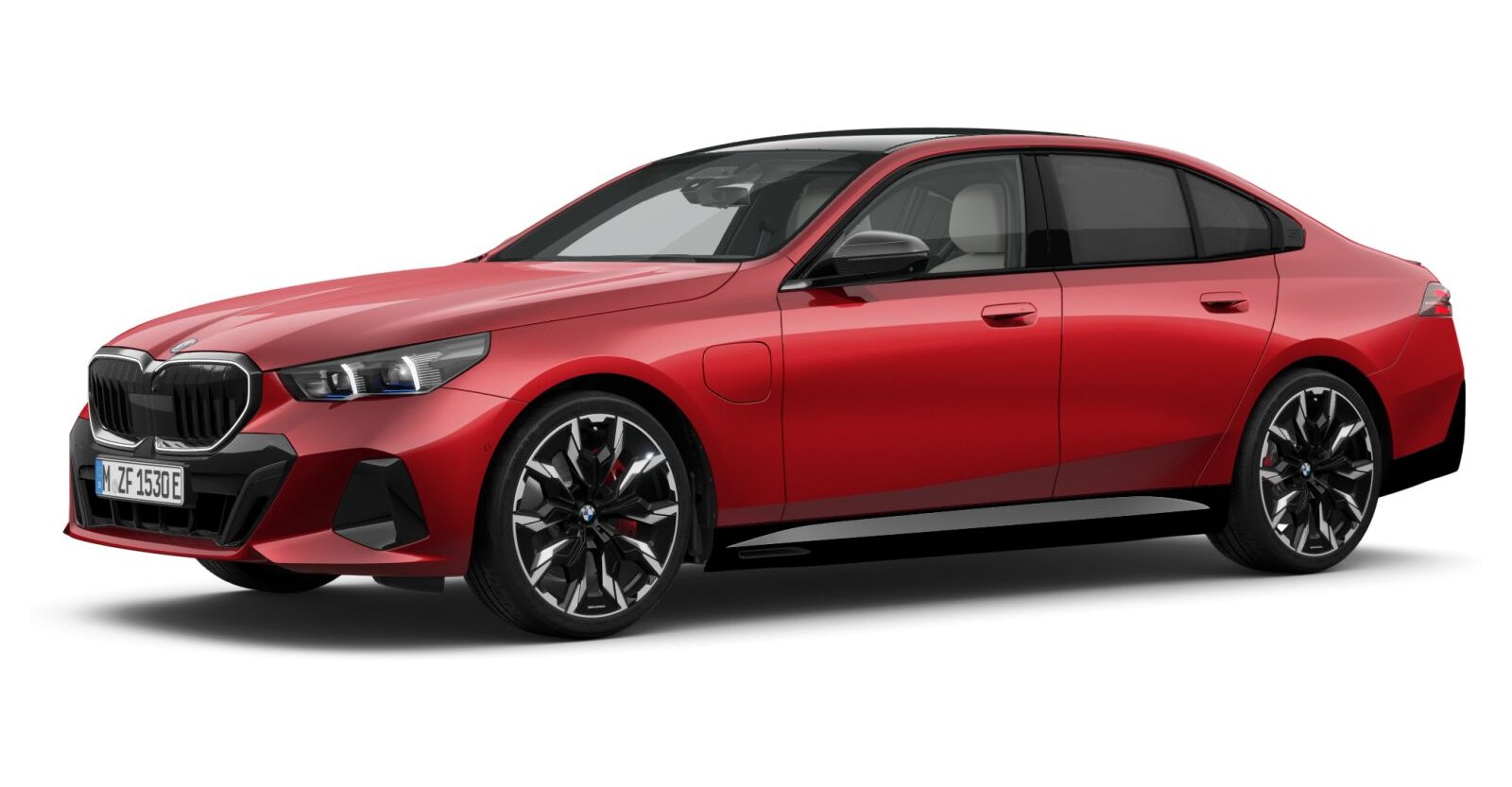 BMW 550e xDrive Limousine in Rot von vorne BMW 550e xDrive Limousine in Rot von vorne