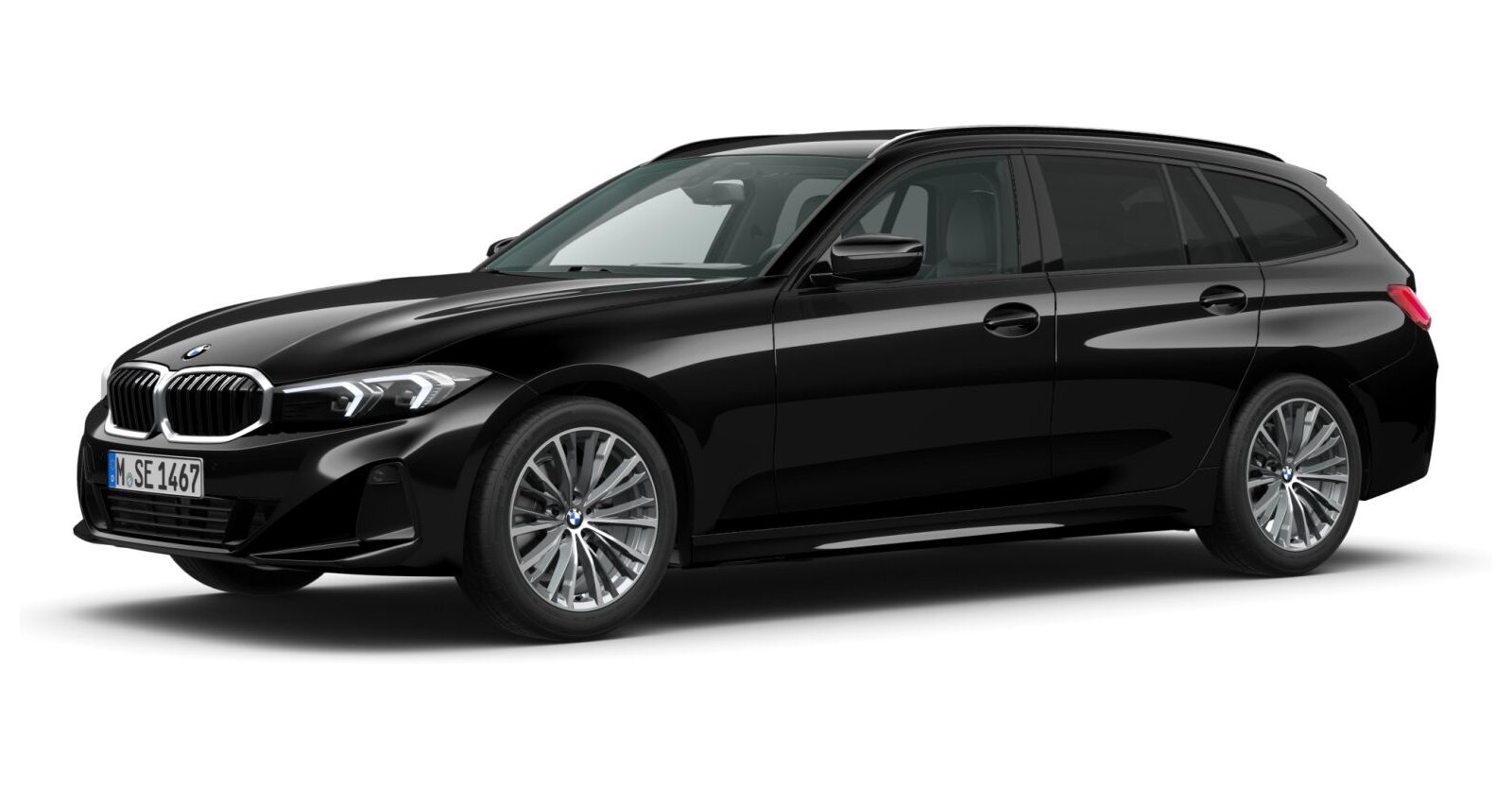 BMW 330i xDrive Touring in Schwarz von vorne