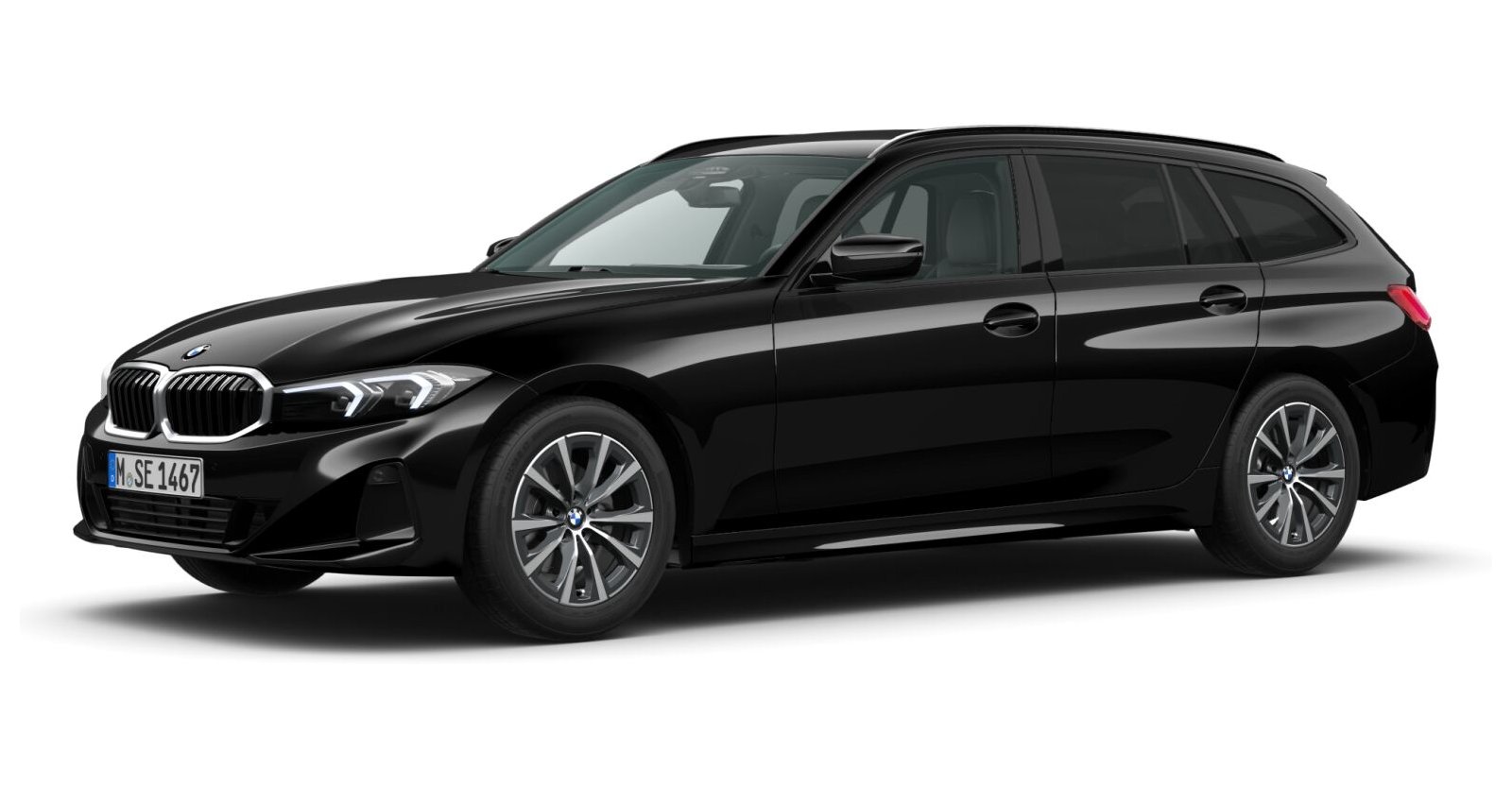 BMW 320i Touring in Schwarz von vorne BMW 320i Touring in Schwarz von vorne