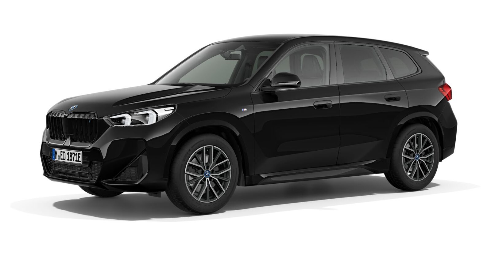 BMW iX1 xDrive30 in Schwarz von vorne