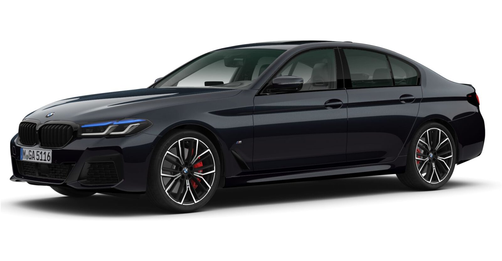 BMW M550i xDrive Limousine in Schwarz von vorne BMW M550i xDrive Limousine in Schwarz von vorne