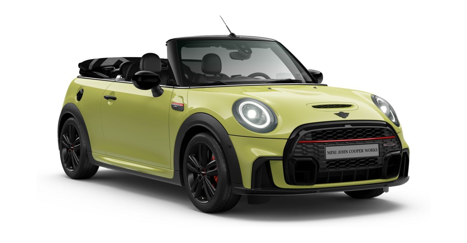 MINI JCW Cabrio in Gelb von vorne MINI JCW Cabrio in Gelb von vorne