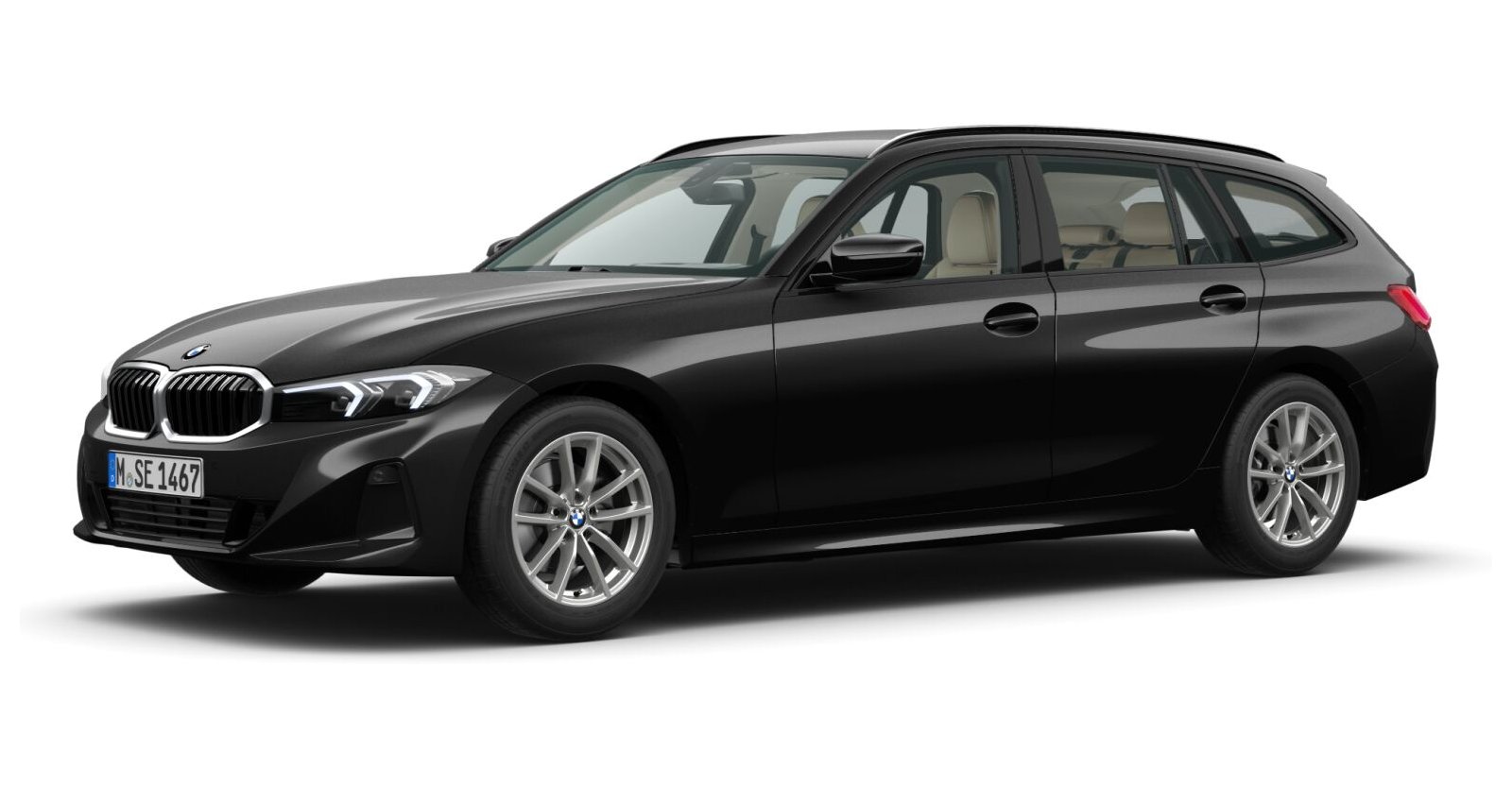 BMW 320i Touring in Schwarz von vorne BMW 320i Touring in Schwarz von vorne