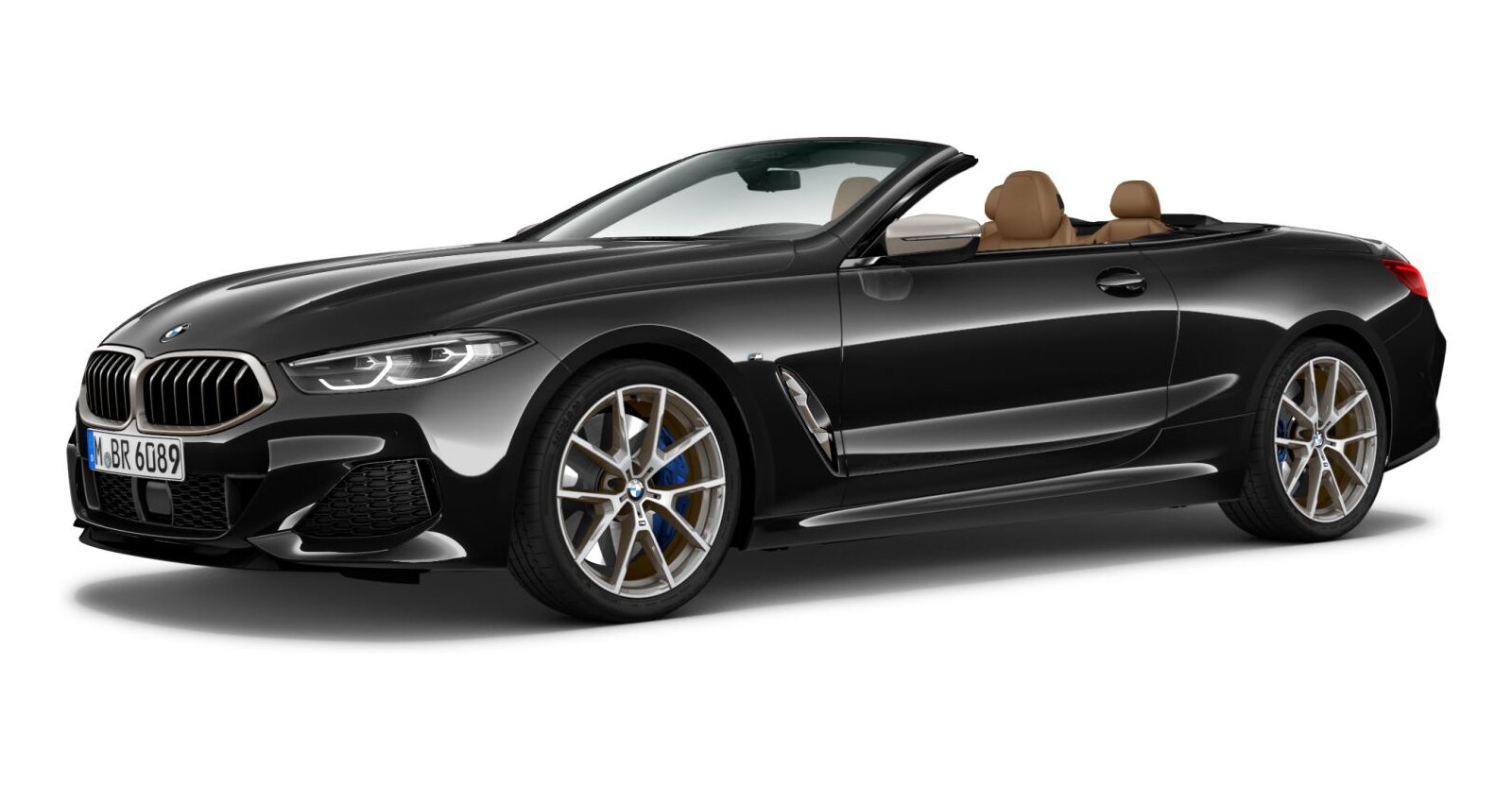 BMW M850i xDrive Cabrio in Schwarz von vorne BMW M850i xDrive Cabrio in Schwarz von vorne