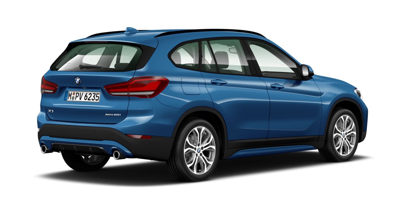 BMW BMW X in Blau von hinten BMW BMW X in Blau von hinten