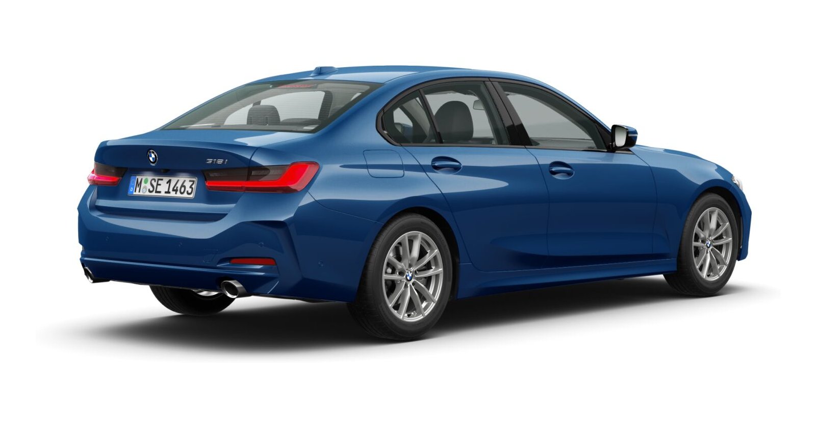 BMW BMW 3er in Blau von hinten BMW BMW 3er in Blau von hinten