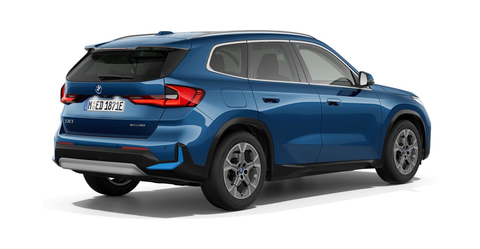 BMW BMW I in Blau von hinten