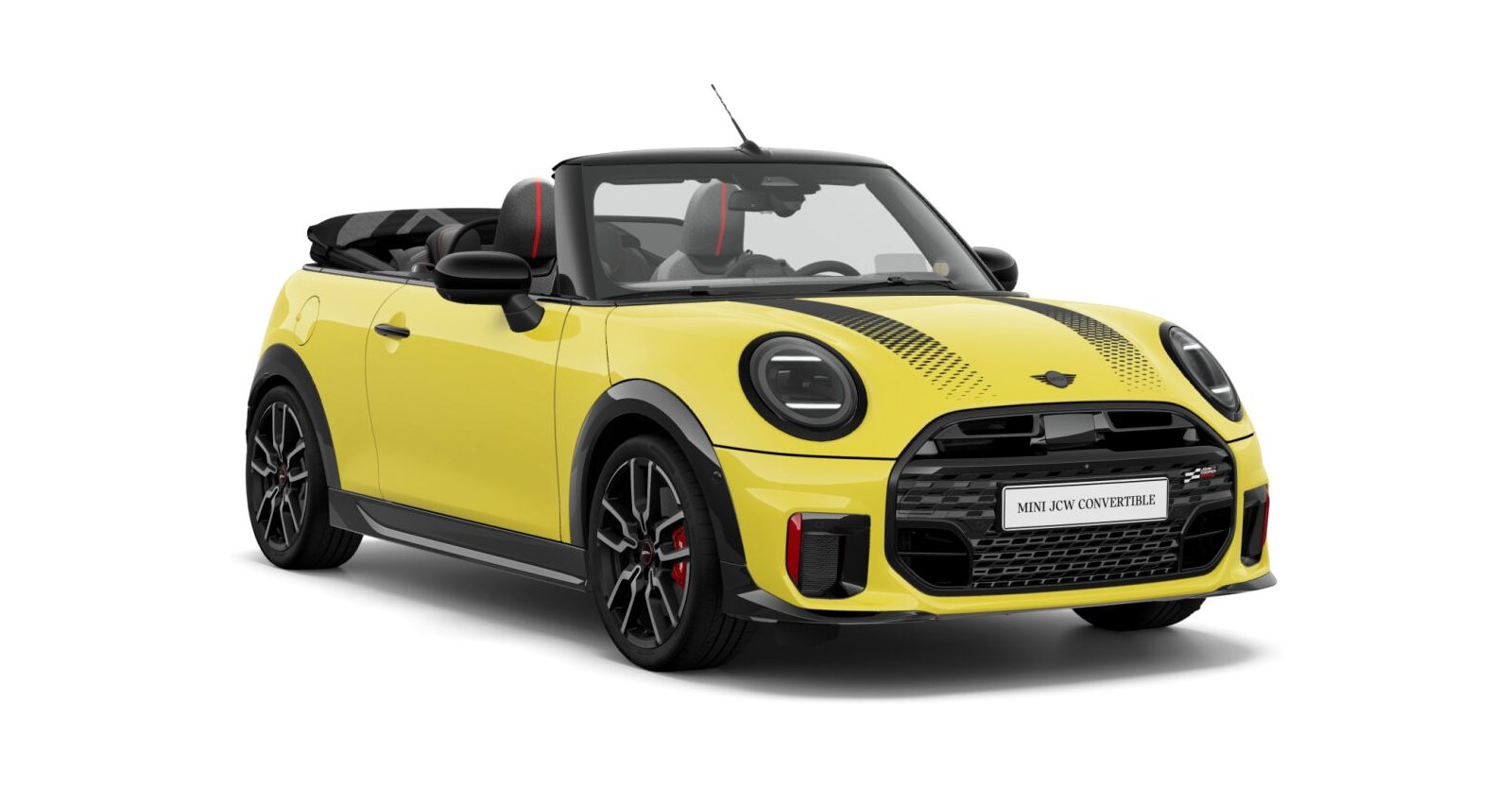 MINI John Cooper Works Cabrio in Gelb von vorne MINI John Cooper Works Cabrio in Gelb von vorne