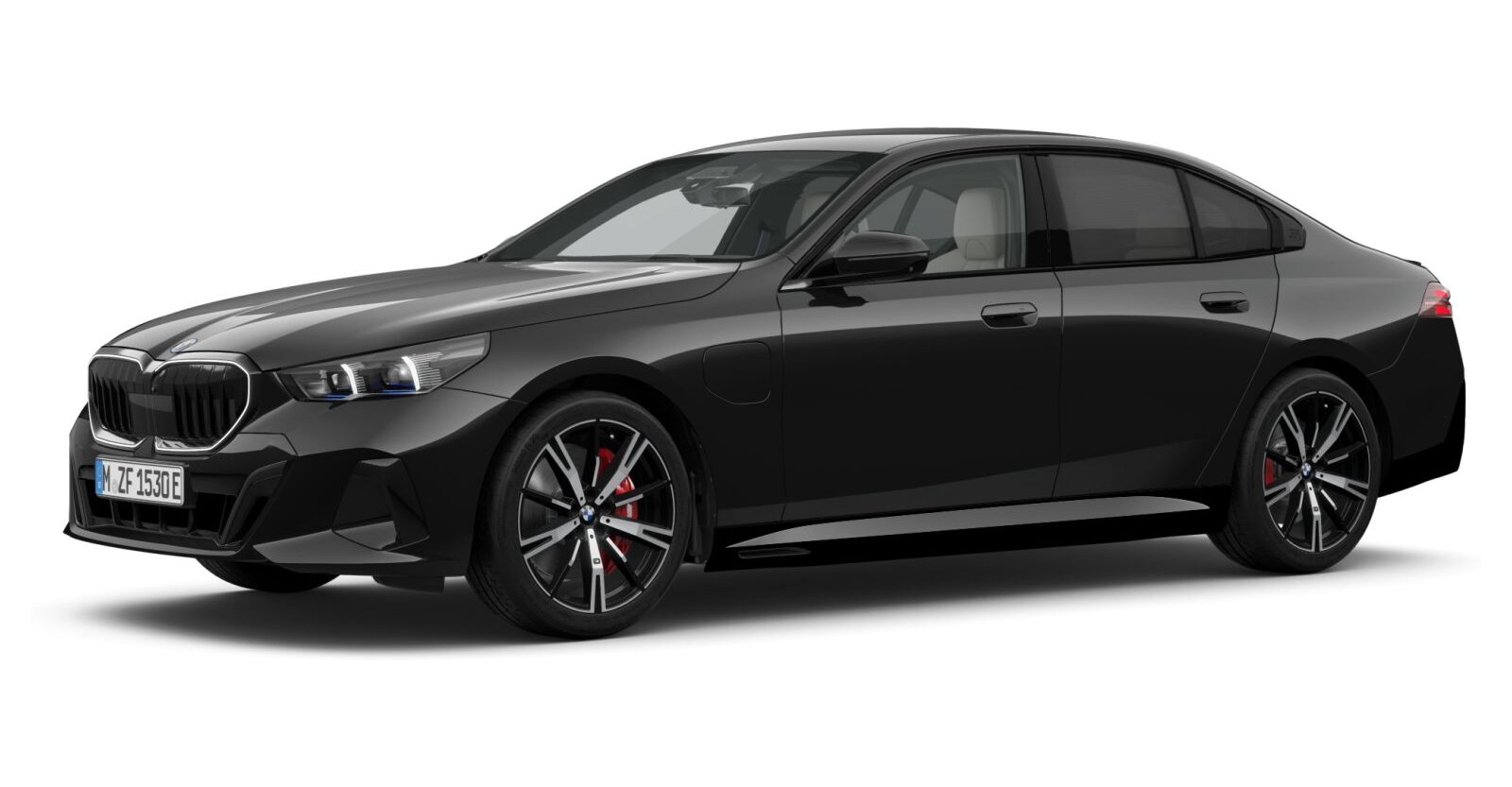 BMW 550e xDrive Limousine in Schwarz von vorne BMW 550e xDrive Limousine in Schwarz von vorne