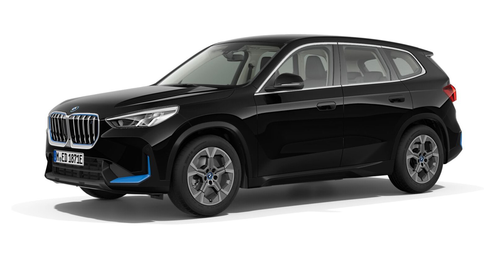 BMW iX1 xDrive30 in Schwarz von vorne