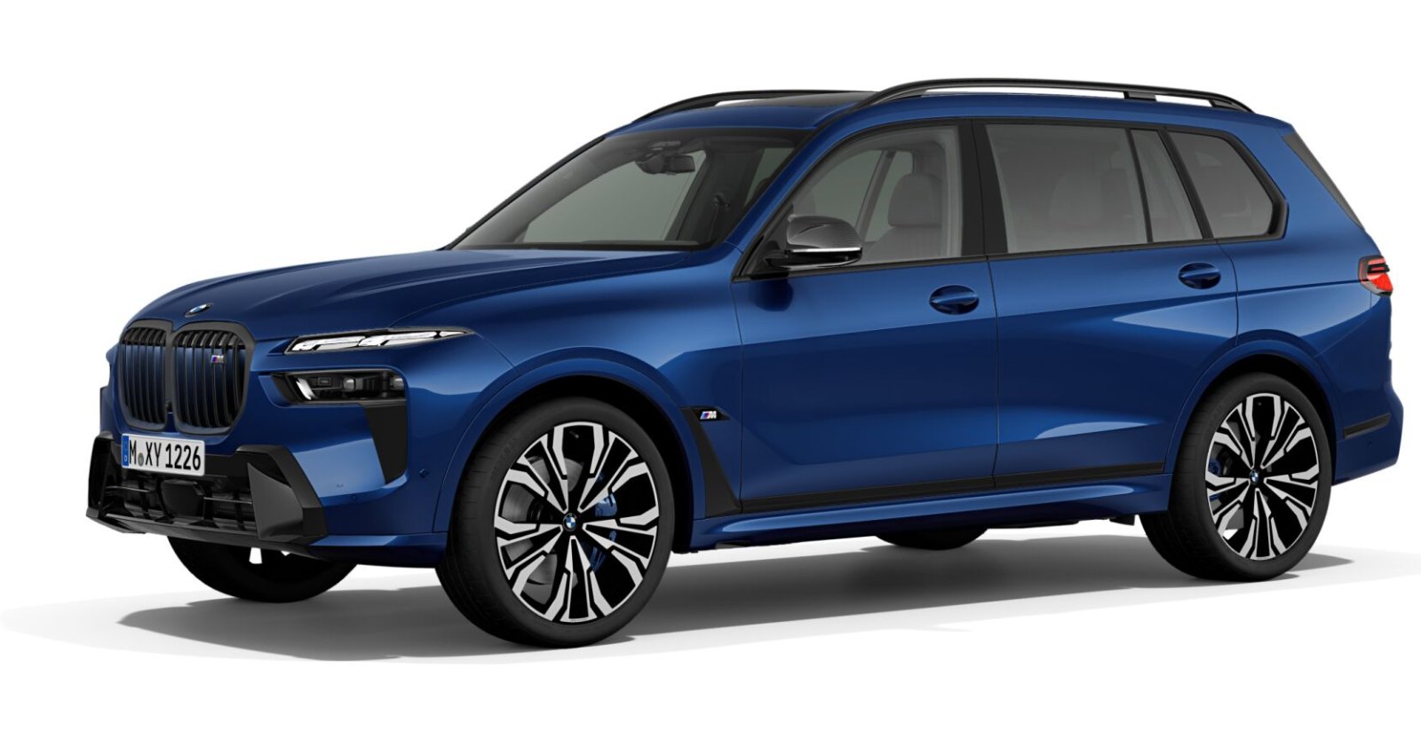 BMW X7 M60i xDrive in Blau von vorne BMW X7 M60i xDrive in Blau von vorne