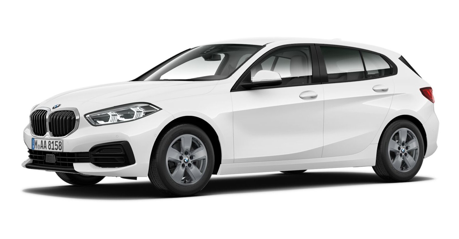 BMW 118i in Weiß von vorne