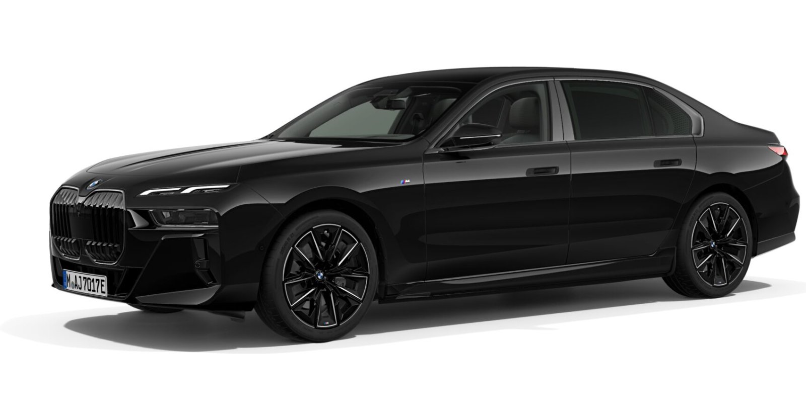 BMW i7 xDrive60 Limousine in Schwarz von vorne BMW i7 xDrive60 Limousine in Schwarz von vorne