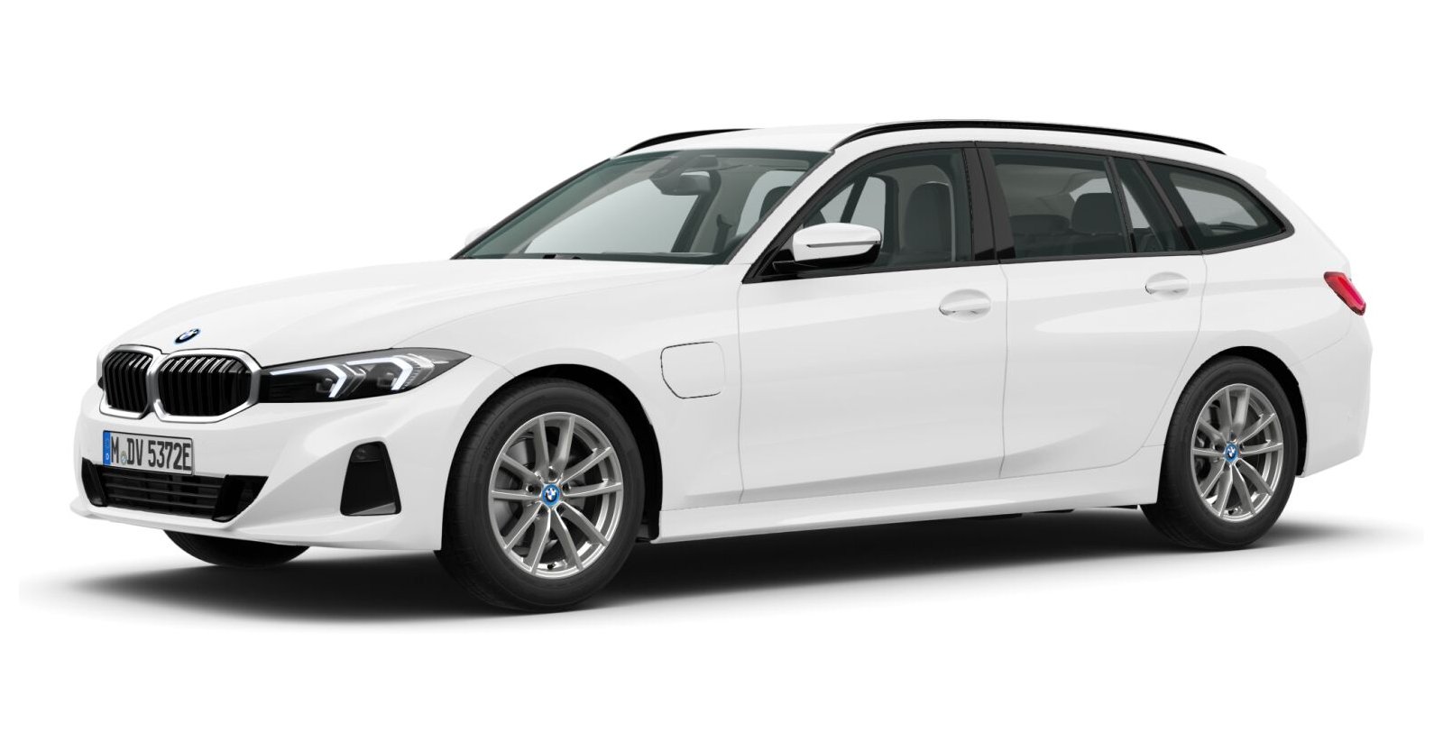 BMW 320e xDrive Touring in Weiß von vorne