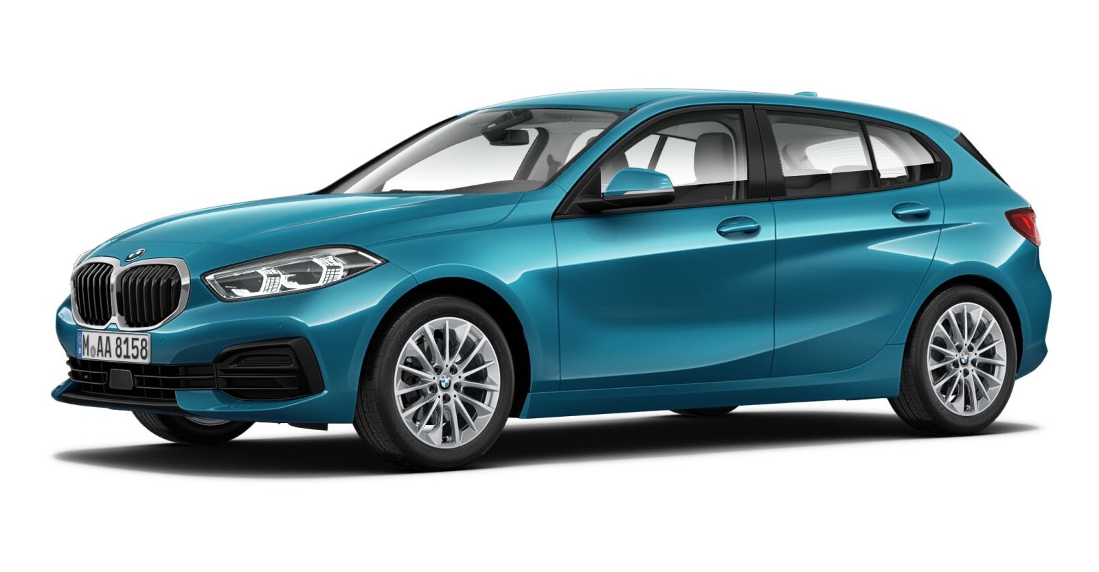 BMW 118i in Blau von vorne