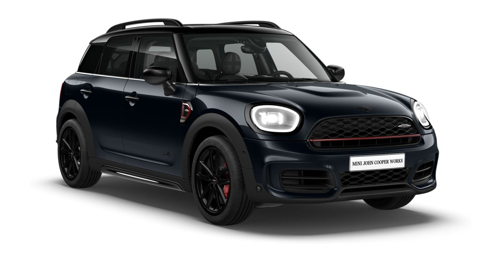 MINI JCW Countryman ALL4 in Schwarz von vorne MINI JCW Countryman ALL4 in Schwarz von vorne