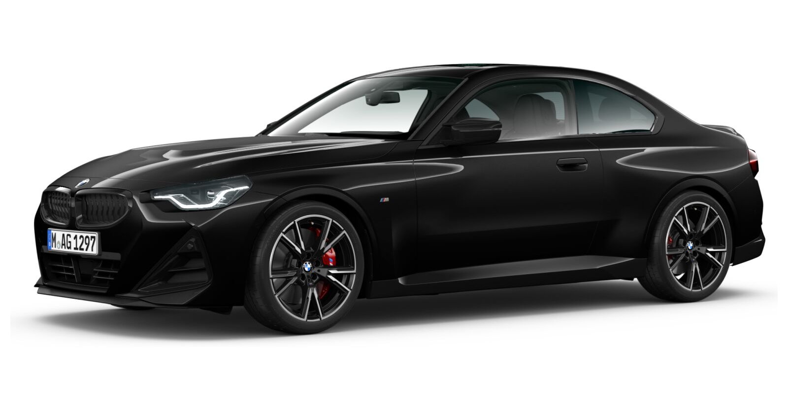 BMW M240i xDrive Coupé in Schwarz von vorne BMW M240i xDrive Coupé in Schwarz von vorne