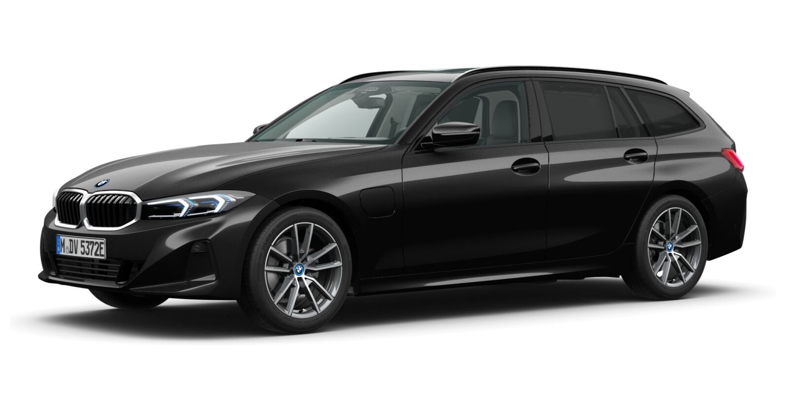 BMW 320e Touring in Schwarz von vorne BMW 320e Touring in Schwarz von vorne