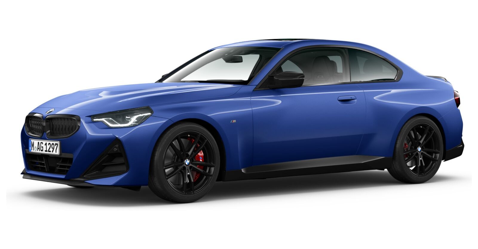 BMW M240i Coupé in Blau von vorne BMW M240i Coupé in Blau von vorne