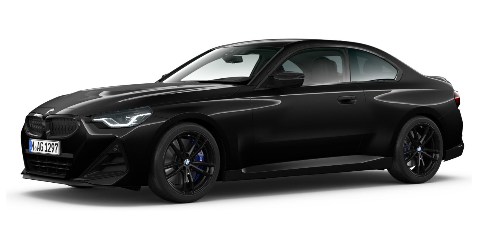 BMW M240i xDrive Coupé in Schwarz von vorne BMW M240i xDrive Coupé in Schwarz von vorne