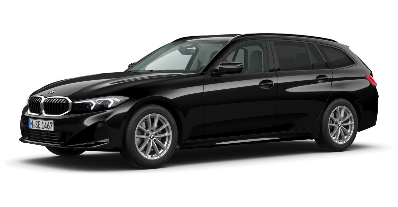 BMW 318i Touring in Schwarz von vorne BMW 318i Touring in Schwarz von vorne