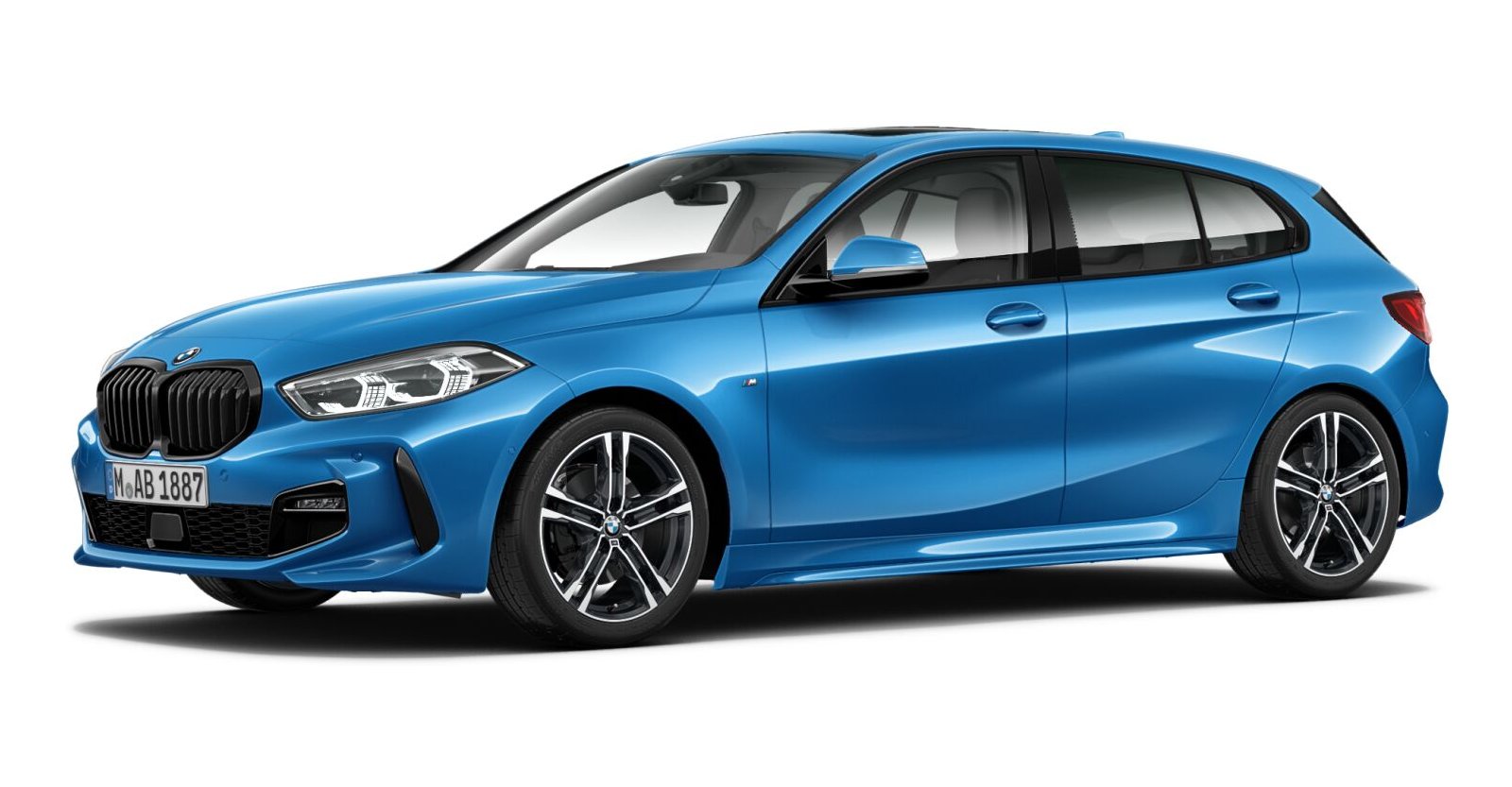 BMW 118i in Blau von vorne