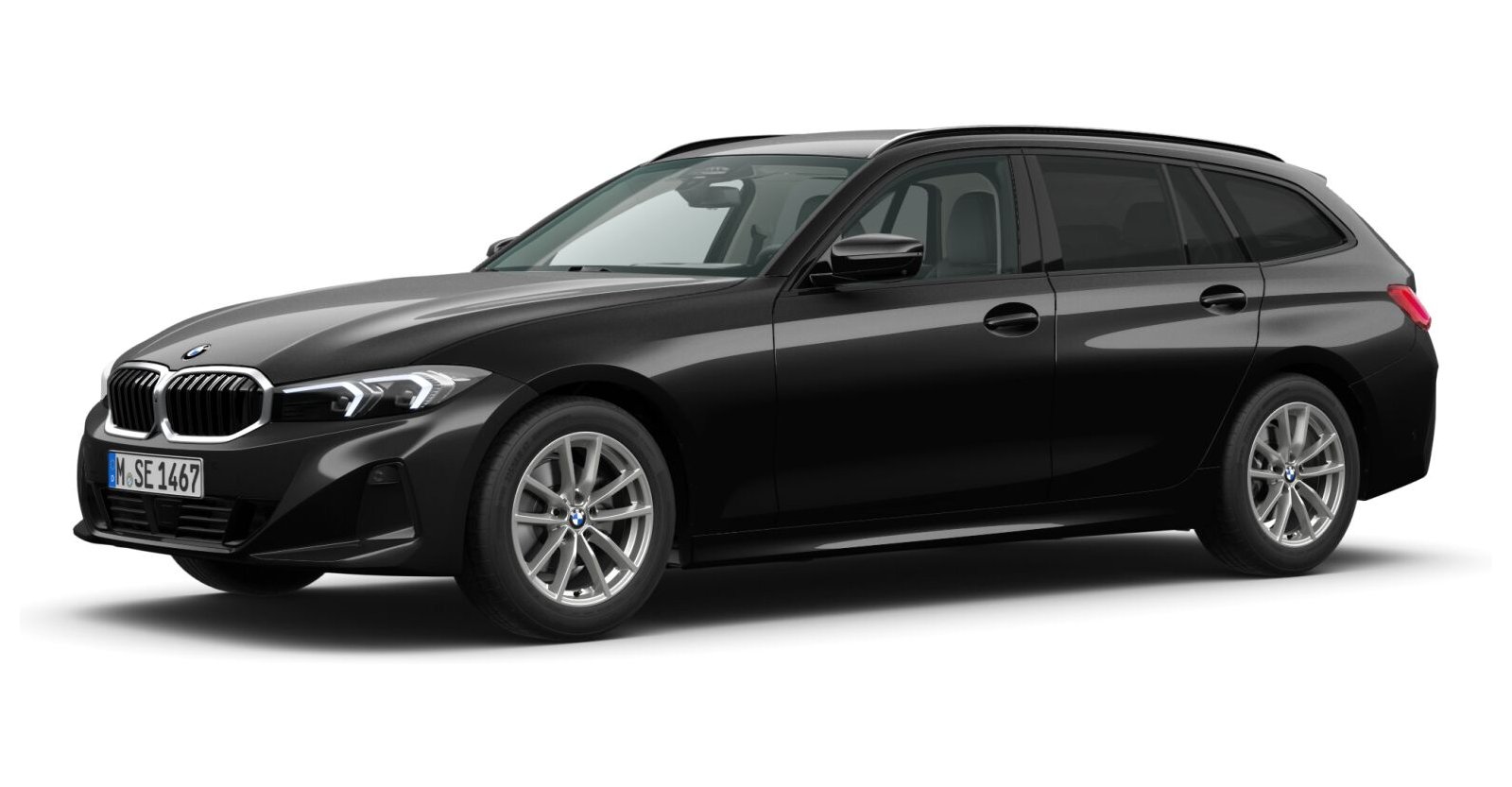 BMW 318i Touring in Schwarz von vorne BMW 318i Touring in Schwarz von vorne