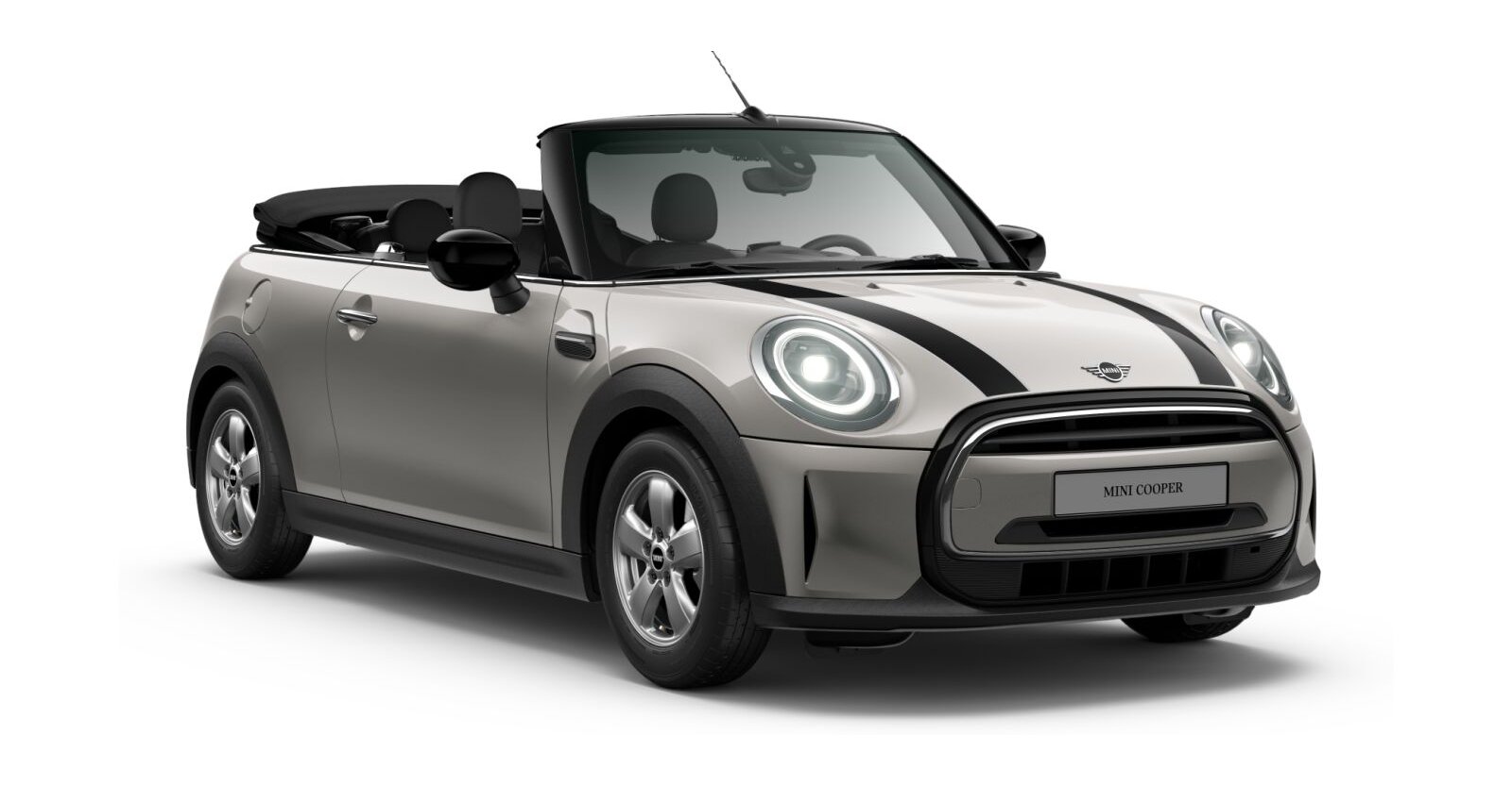 MINI Cooper Cabrio in Silber von vorne MINI Cooper Cabrio in Silber von vorne