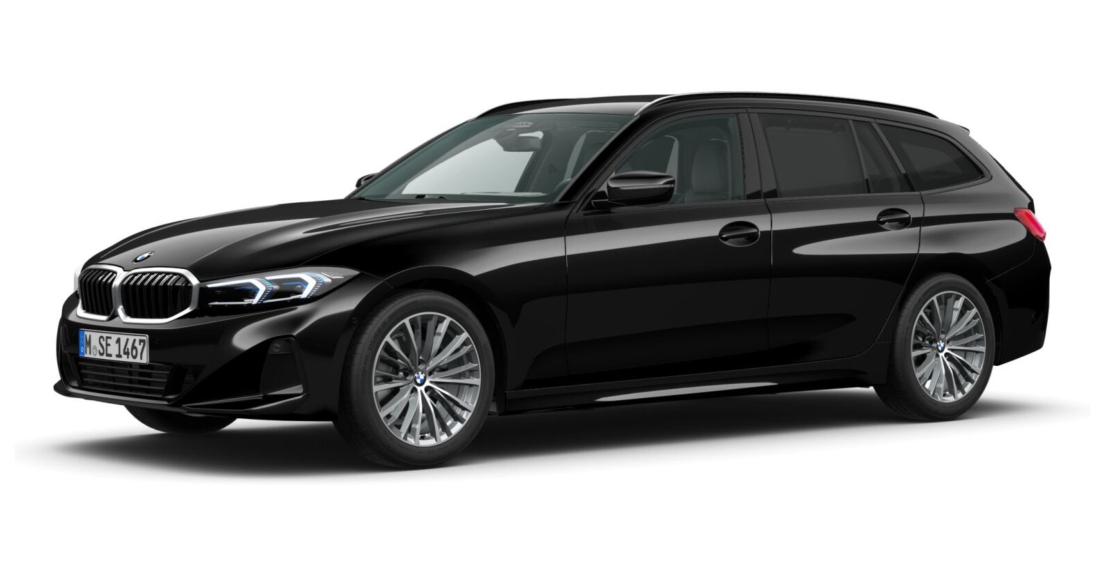 BMW 318i Touring in Schwarz von vorne BMW 318i Touring in Schwarz von vorne