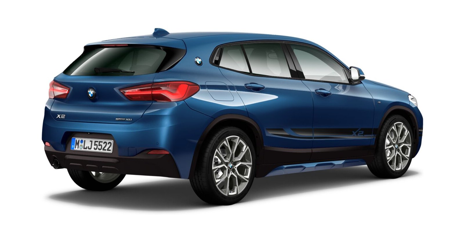 BMW BMW X in Blau von hinten BMW BMW X in Blau von hinten