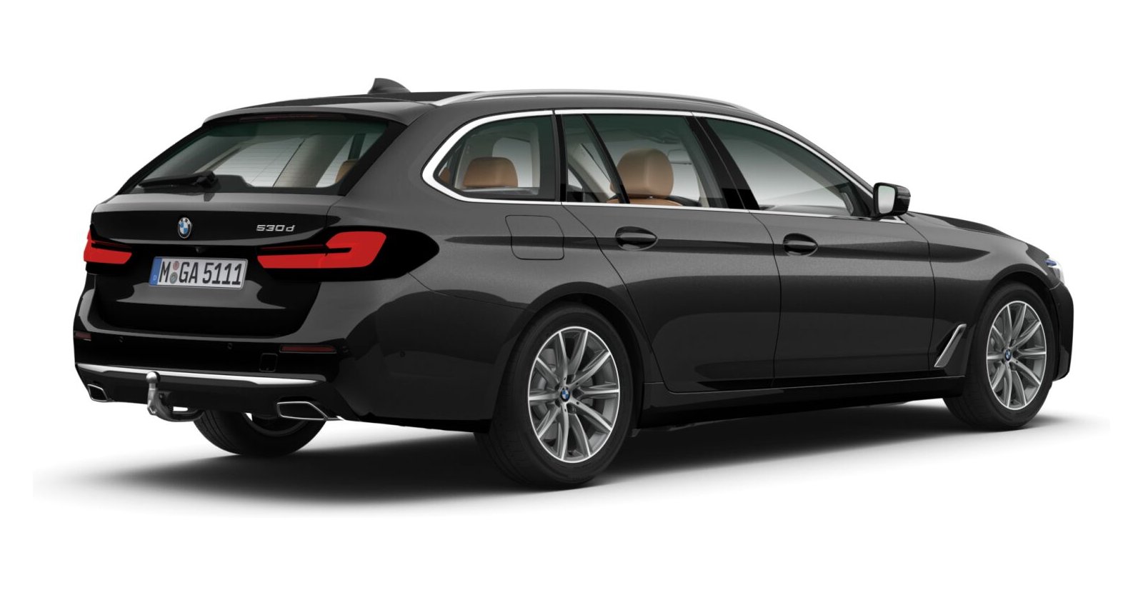 BMW BMW 5er in Schwarz von hinten