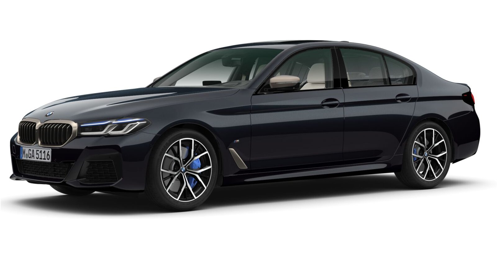 BMW M550i xDrive Limousine in Schwarz von vorne BMW M550i xDrive Limousine in Schwarz von vorne