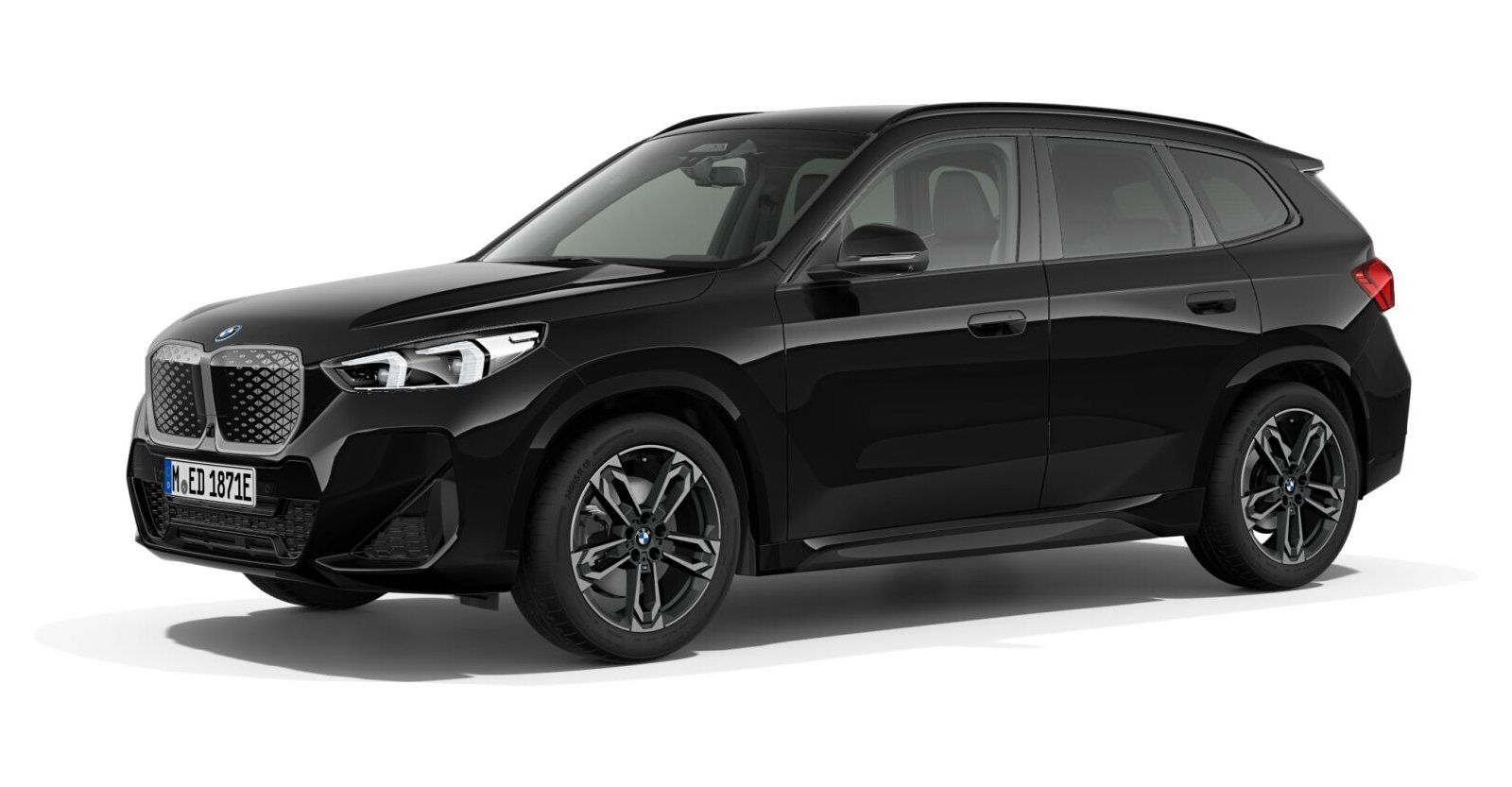 BMW iX1 xDrive30 in Schwarz von vorne
