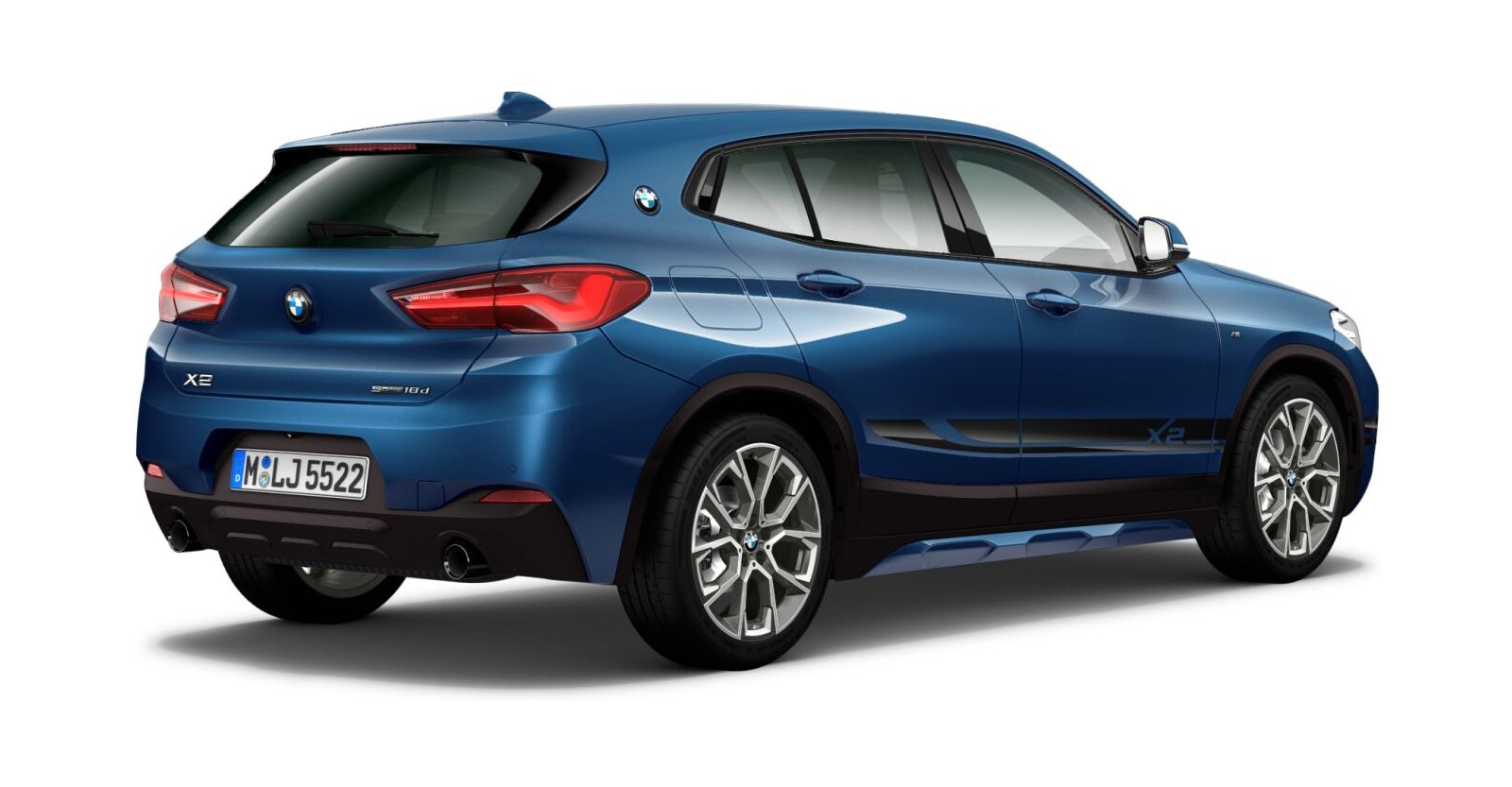BMW BMW X in Blau von hinten BMW BMW X in Blau von hinten