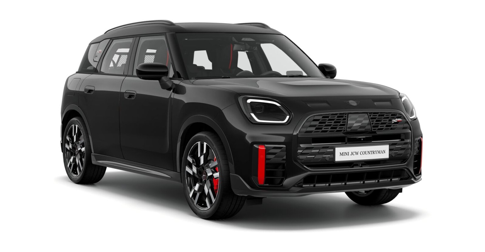 MINI JCW Countryman ALL4 in Schwarz von vorne MINI JCW Countryman ALL4 in Schwarz von vorne