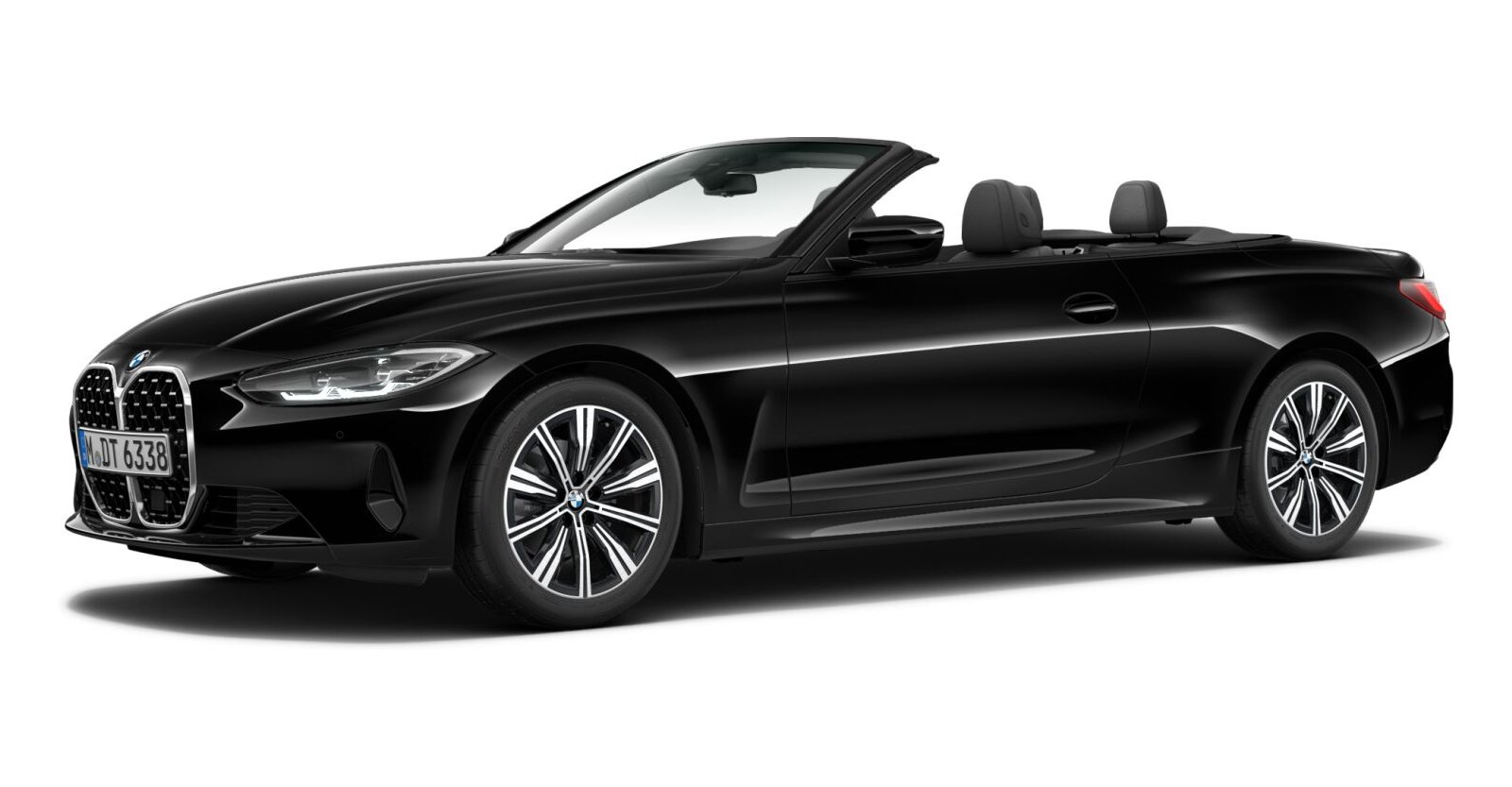 BMW 420i Cabrio in Schwarz von vorne BMW 420i Cabrio in Schwarz von vorne