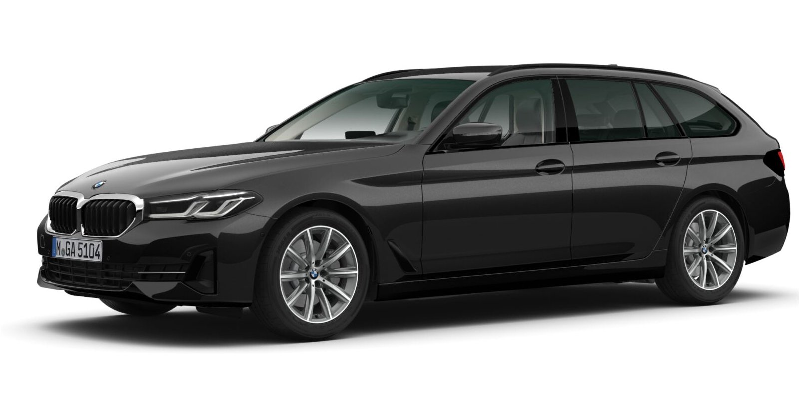 BMW 520d xDrive Touring in Schwarz von vorne BMW 520d xDrive Touring in Schwarz von vorne