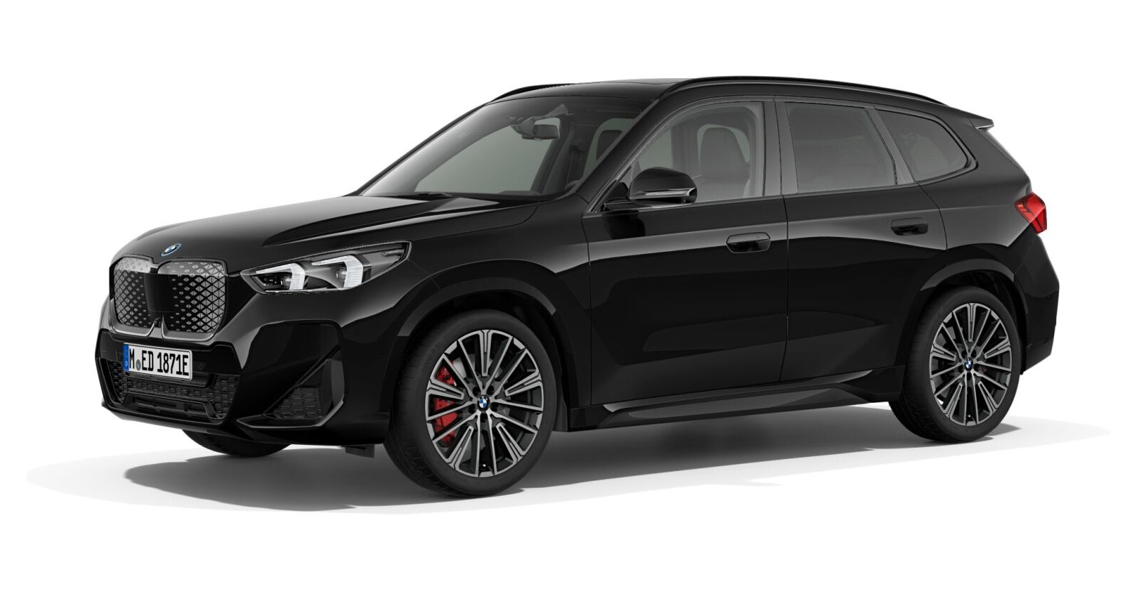 BMW iX1 eDrive20 in Schwarz von vorne BMW iX1 eDrive20 in Schwarz von vorne
