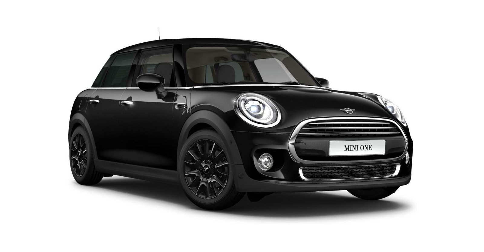 MINI One 5-Türer in Schwarz von vorne MINI One 5-Türer in Schwarz von vorne
