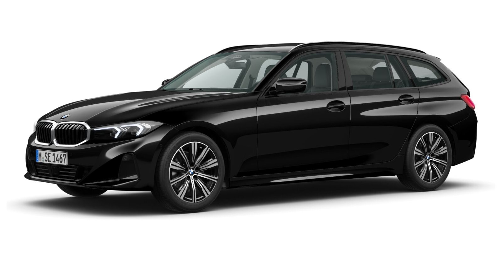BMW 318i Touring in Schwarz von vorne BMW 318i Touring in Schwarz von vorne