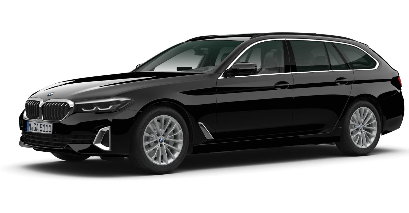 BMW 530i Touring in Schwarz von vorne