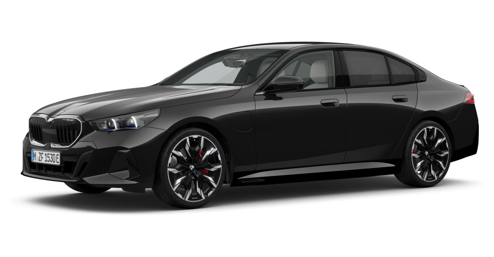 BMW 550e xDrive Limousine in Schwarz von vorne BMW 550e xDrive Limousine in Schwarz von vorne