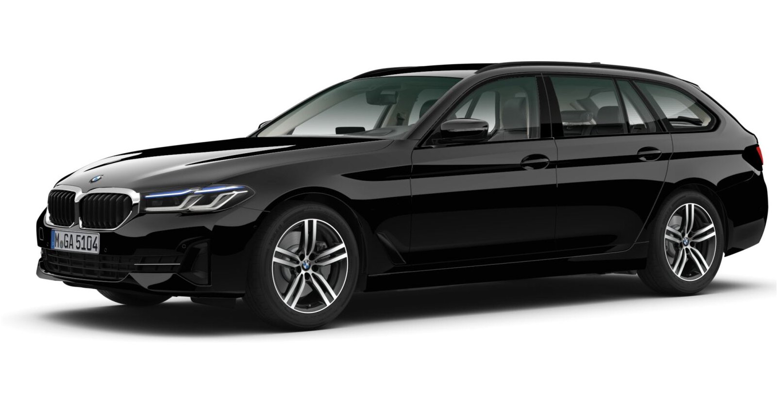 BMW 530d Touring in Schwarz von vorne BMW 530d Touring in Schwarz von vorne