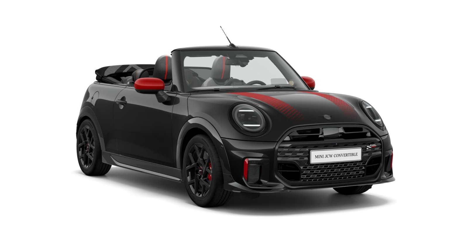 MINI John Cooper Works Cabrio in Schwarz von vorne MINI John Cooper Works Cabrio in Schwarz von vorne