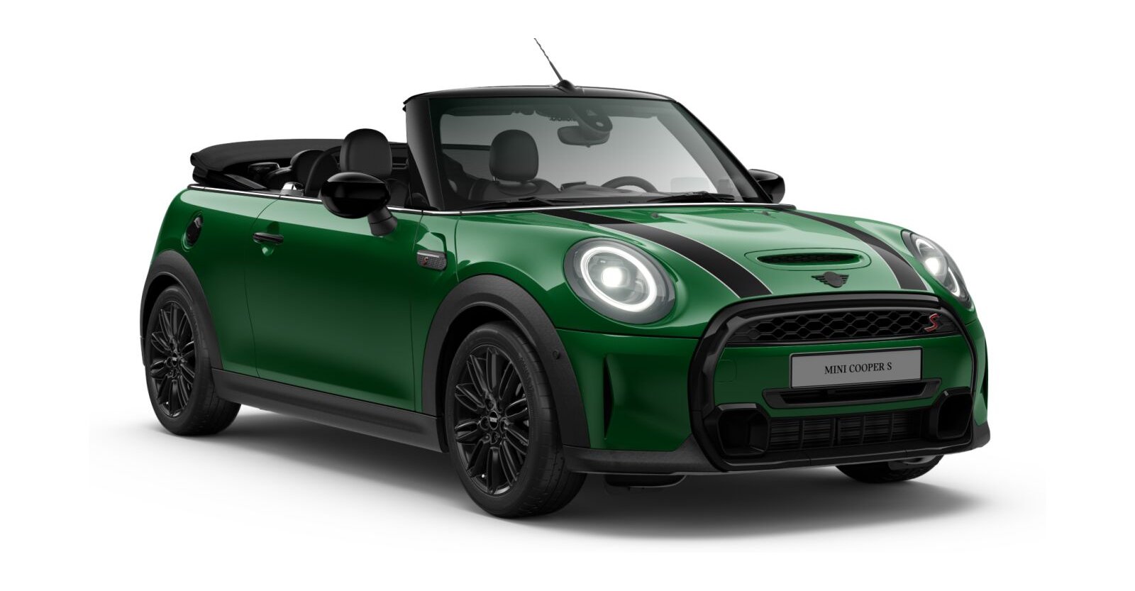 MINI Cooper S Cabrio in Grün von vorne MINI Cooper S Cabrio in Grün von vorne
